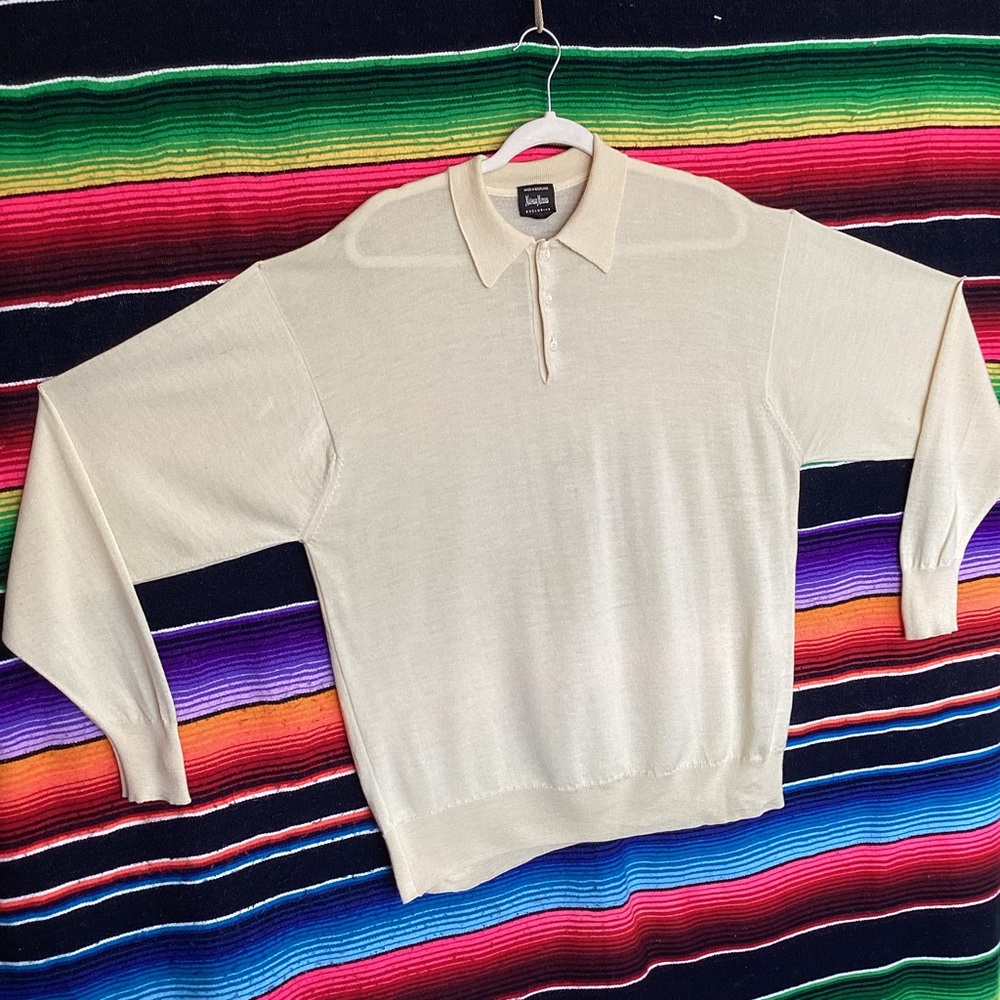 Vintage Neiman Marcus polo Henley sweater made in Scotland